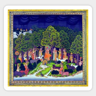 Radha & Krishna In Forest During storm 1770 Mughal India Sticker